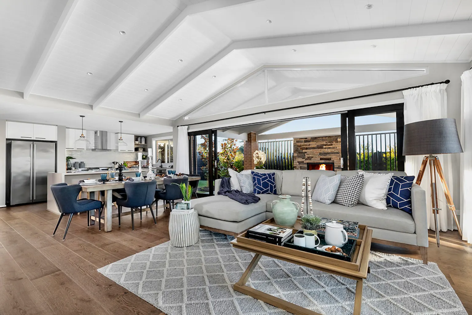 14. High raked ceilings are on trend and it makes a big space look even bigger