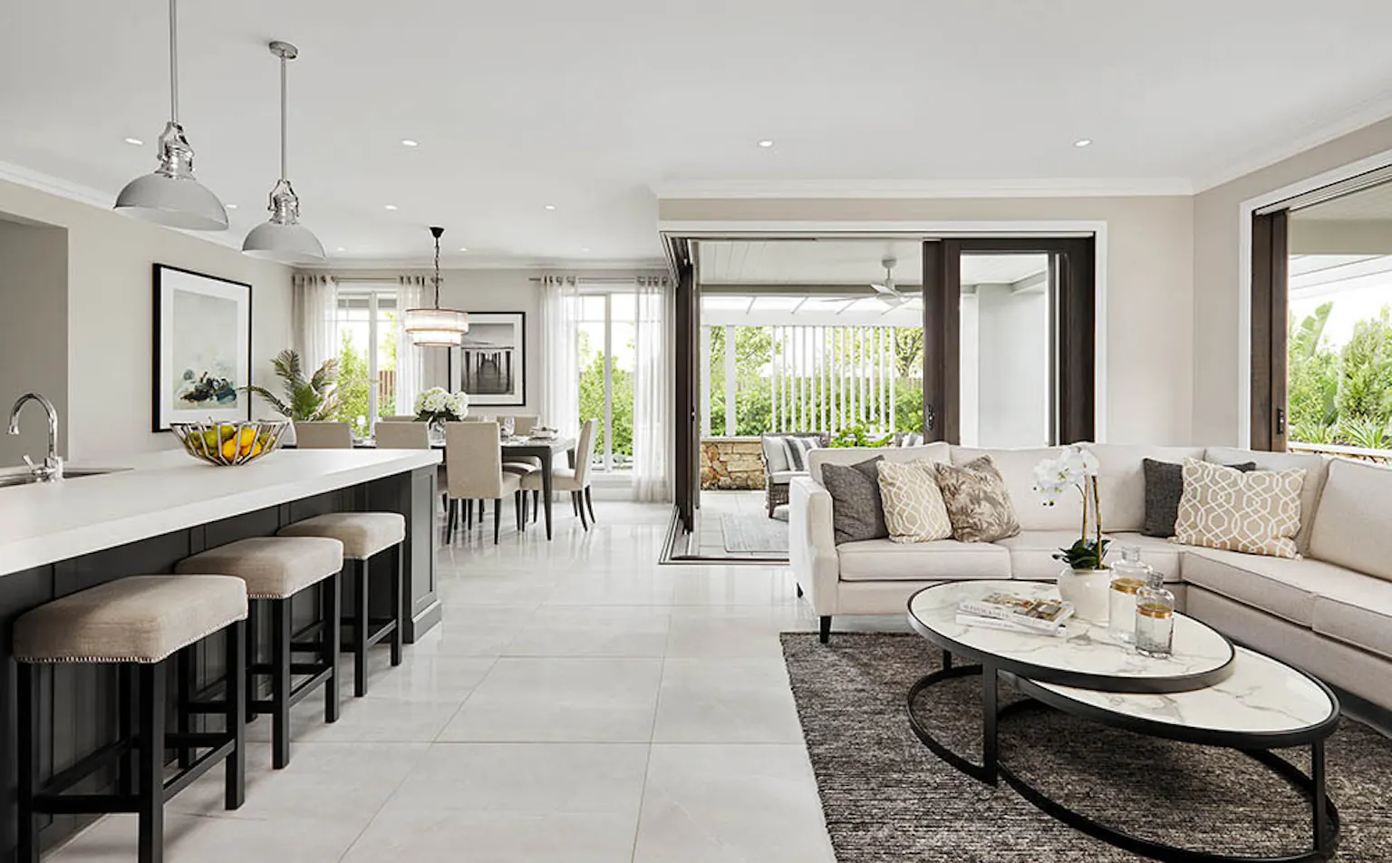 15. An L shaped space which can be converted into a square when the outdoor room opens up the Salamanca home design.