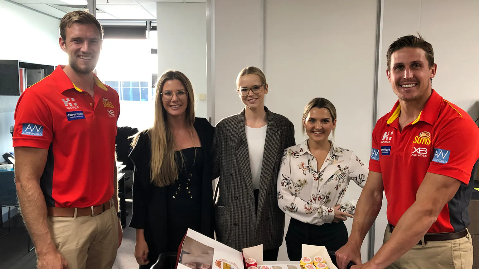 The Gold Coast SUNS visited our Robina office to surprise the team and celebrate the renewal of our partnership until 2022!
